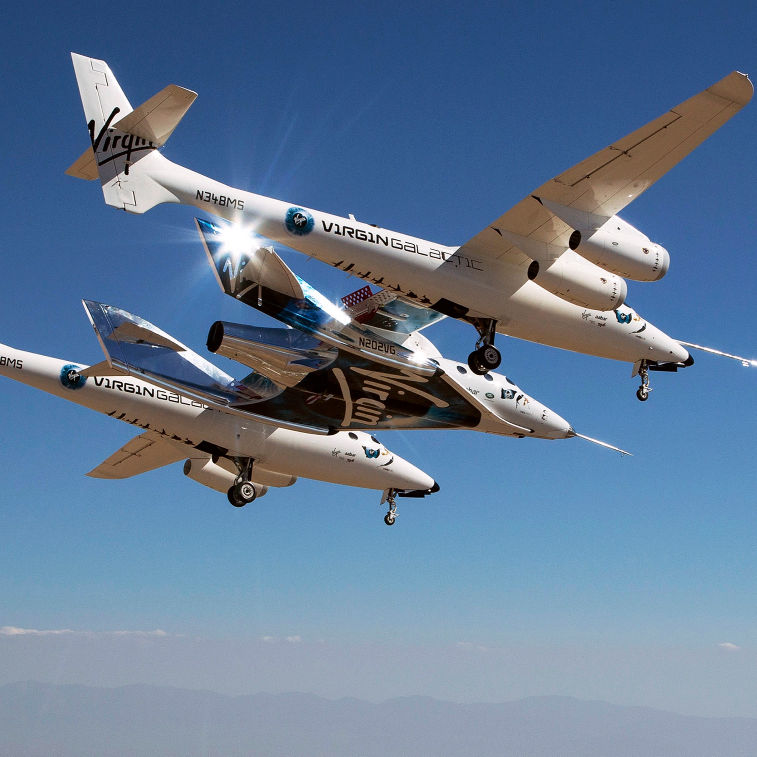 Virgin Galactic's spaceship flying in the sky