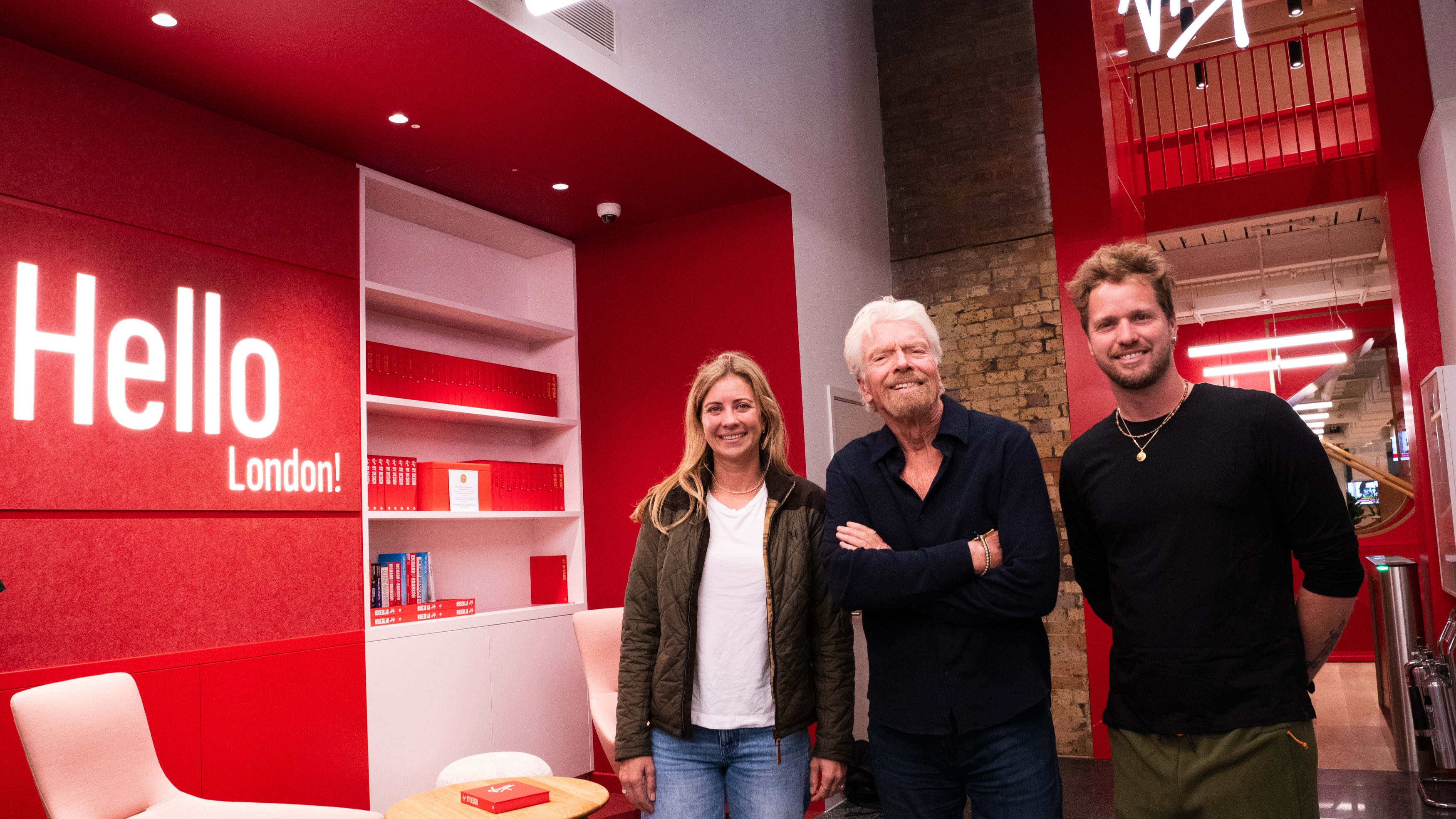 Holly Branson, Sam Branson, Richard Branson at Whifield Studios office - Virgin Group's new London office