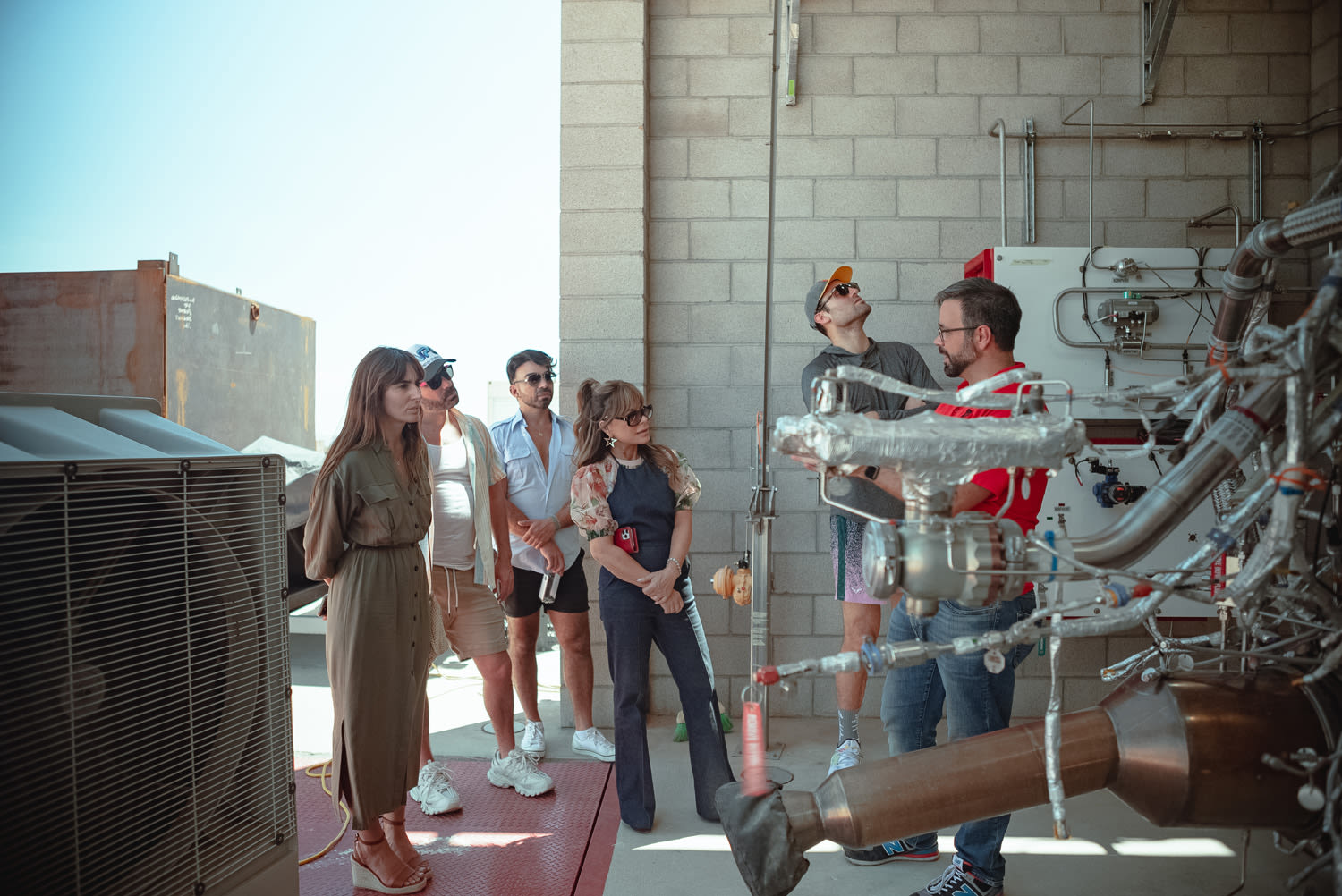 Paula Abdul learning about Virgin Orbit's launch system