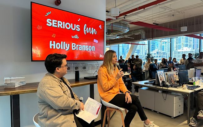 Holly Branson doing a Q&A with Virgin Megastore Dubai