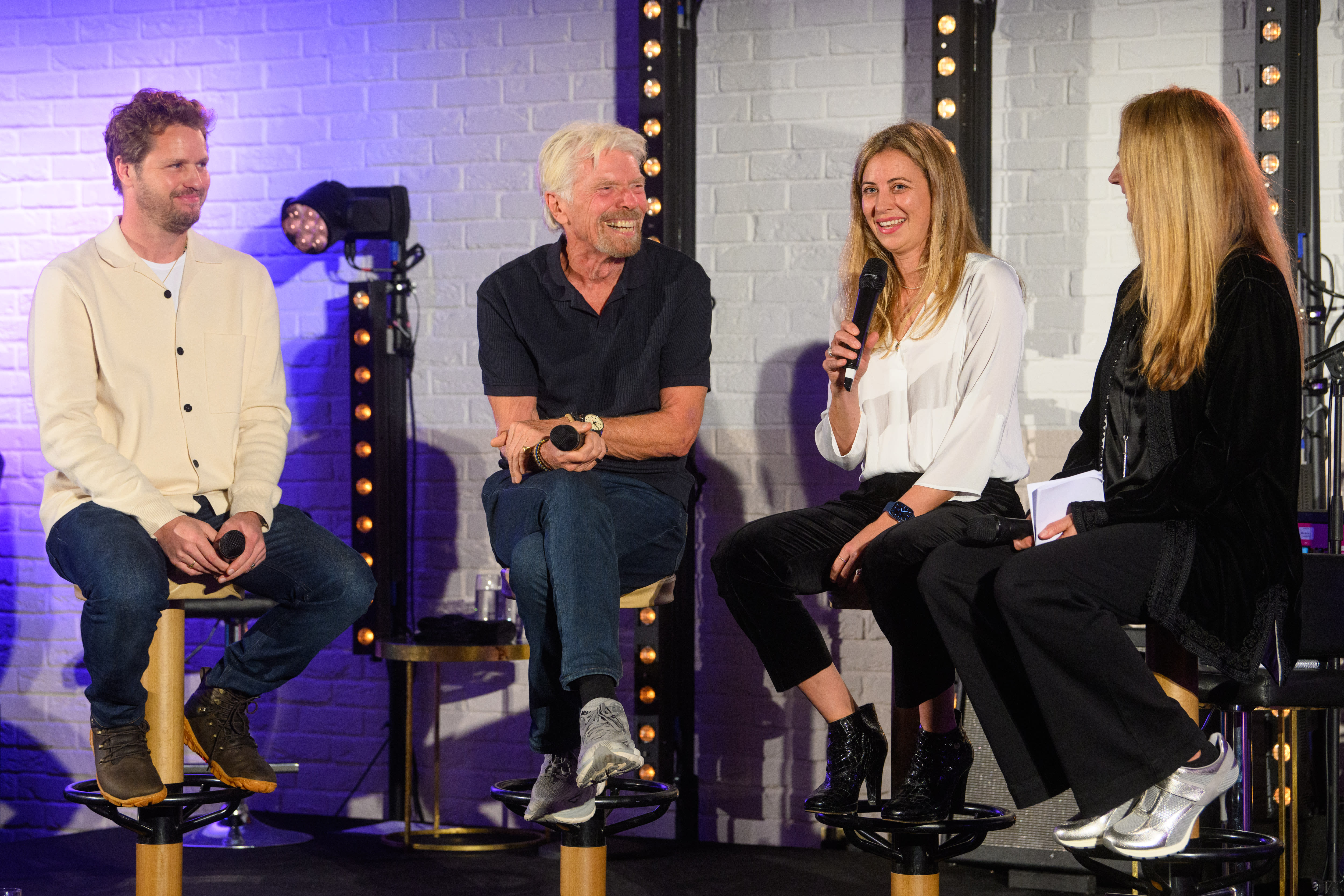 Richard Branson with Sam Branson and Holly Branson at a Virgin Unite event