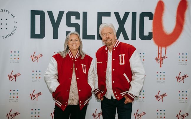 Richard Branson and Made By Dyslexia CEO Kate Griggs at the launch of DyslexicU