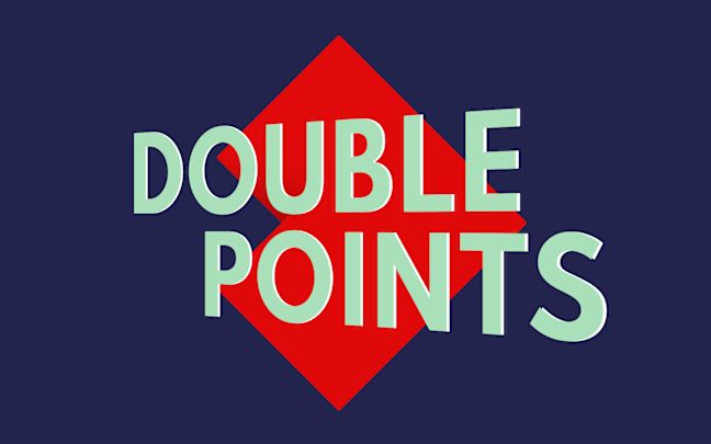 An image with a graphic in blue writing saying 'Double Points'